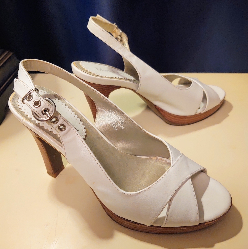 White Madeline Slingback Heels